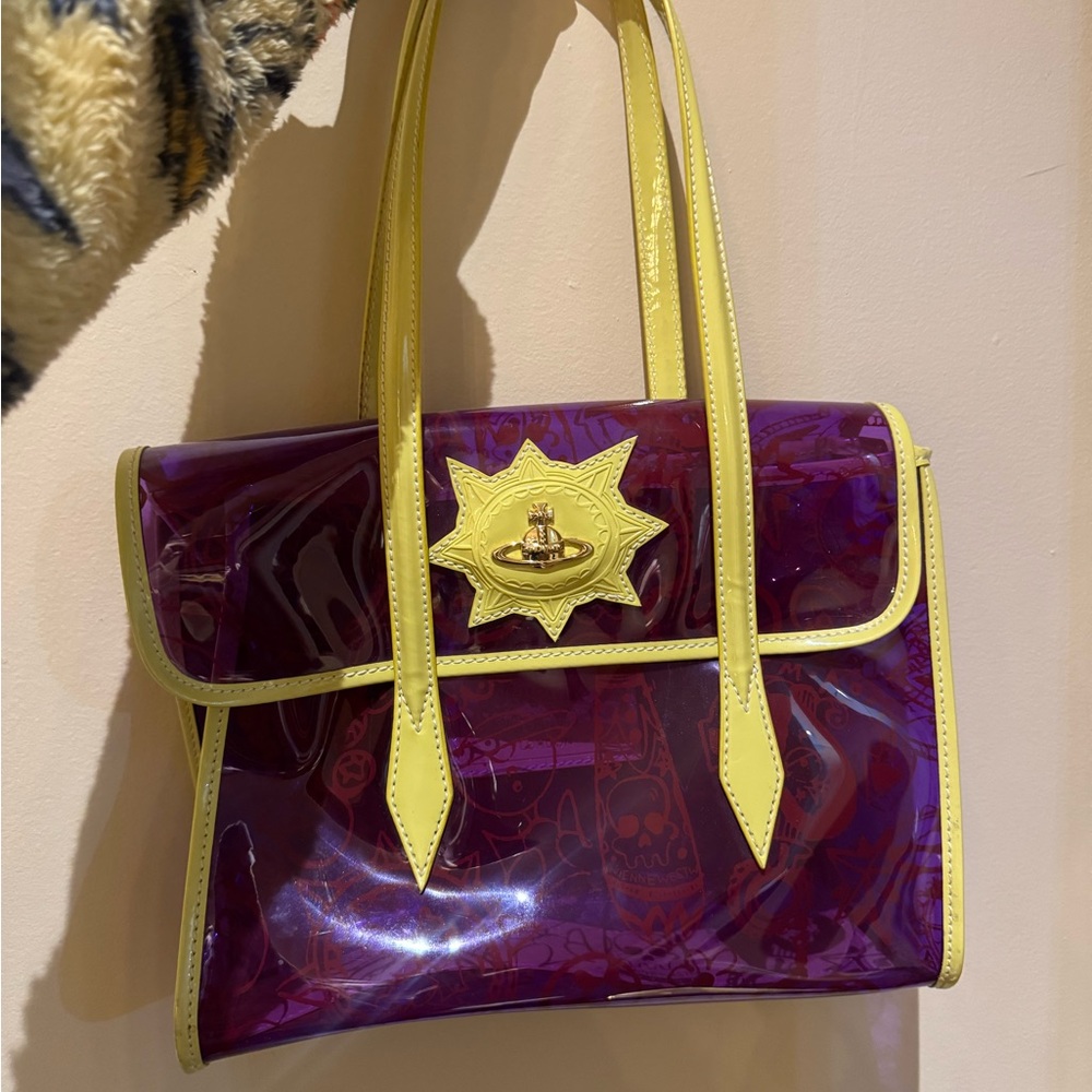 Vivienne Westwood Vibrant Purple and Yellow Shoulder Bag PVC RARE